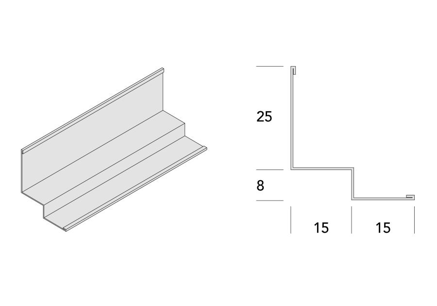 Zdjęcie: Profil przyścienny schodkowy do krawędzi 8mm (15x08) 3005 mm ARMSTRONG