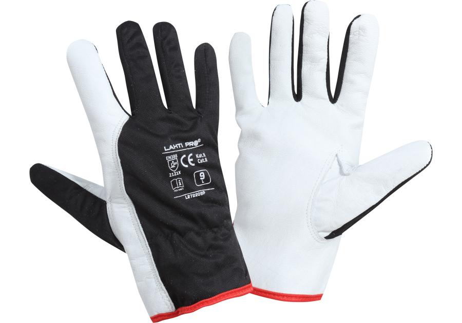 Zdjęcie: Rękawice skóra kozia czarne, 12 par, 10, CE, LAHTI PRO