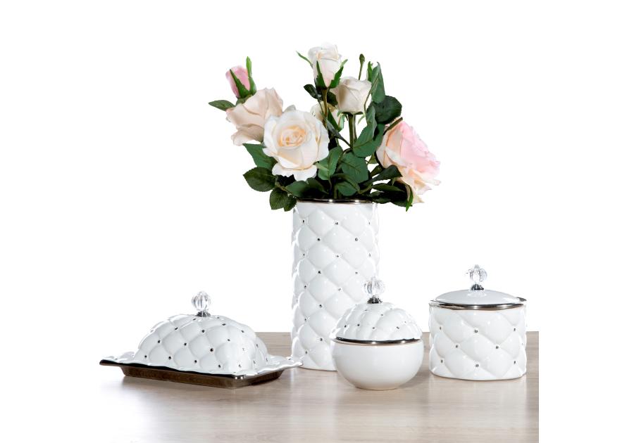 Zdjęcie: Wazon Sadi 11x11x28 cm biało-srebrny EUROFIRANY