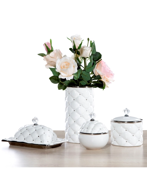 Zdjęcie: Wazon Sadi 11x11x28 cm biało-srebrny EUROFIRANY