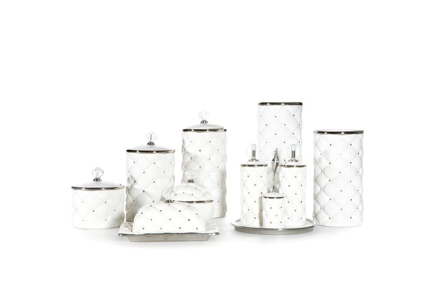 Zdjęcie: Wazon Sadi 11x11x28 cm biało-srebrny EUROFIRANY