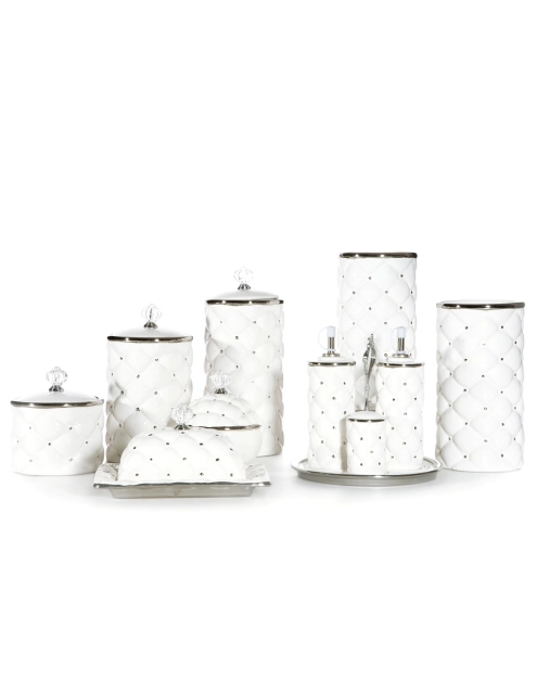 Zdjęcie: Wazon Sadi 11x11x28 cm biało-srebrny EUROFIRANY