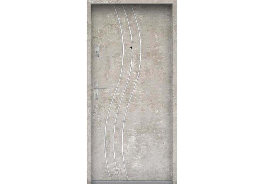 Zdjęcie: Drzwi wejściowe do mieszkań Bastion R-60 Beton naturalny 80 cm prawe OSPŁ KR CENTER