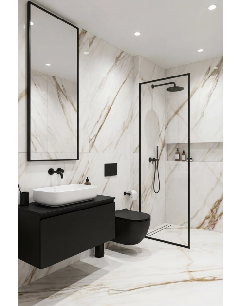 Zdjęcie: Gres szkliwiony Royal Gold White 59,8 x 119,8 cm CERAMIKA PARADYŻ