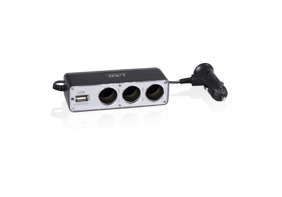 Zdjęcie: Rozgałęźnik gniazda zapalniczki samochodowej na 3 gniazda + USB LB0124 LIBOX
