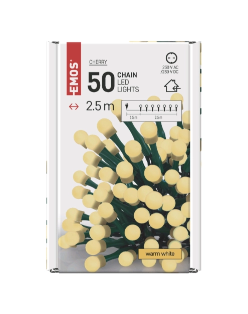 Zdjęcie: Lampki choinkowe 50 LED kulki 2,5 m IP20 WW EMOS
