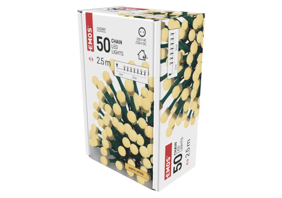 Zdjęcie: Lampki choinkowe 50 LED kulki 2,5 m IP20 WW EMOS