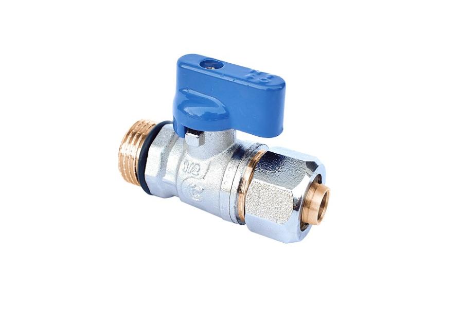 Zdjęcie: Zawór na zawieszce kulowy mini do rur pex 1/2" x 16 x 2,0 niebieski CALIDO