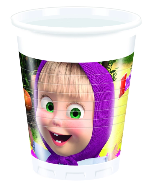 Zdjęcie: Kubki plastikowe Masha and the Bear 200 ml - 8 szt. DISNEY