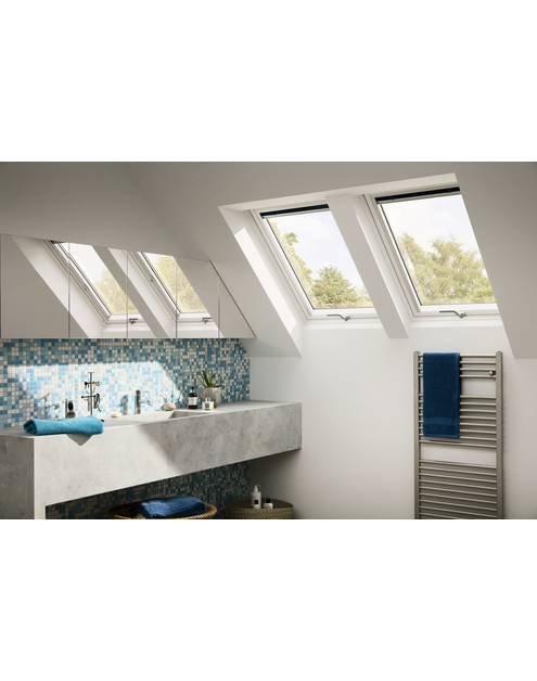 Zdjęcie: Okno GLU 0051B drewniano-poliuretanowe otwierane od dołu, 94x140 VELUX