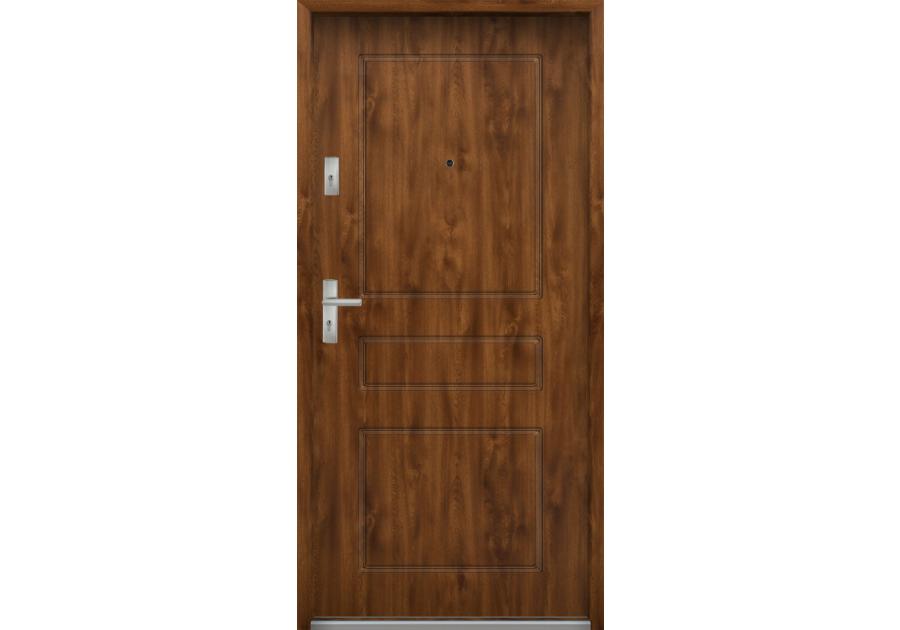 Zdjęcie: Drzwi wejściowe do mieszkań Bastion T-56 Dąb złoty 80 cm prawe OSP KR CENTER