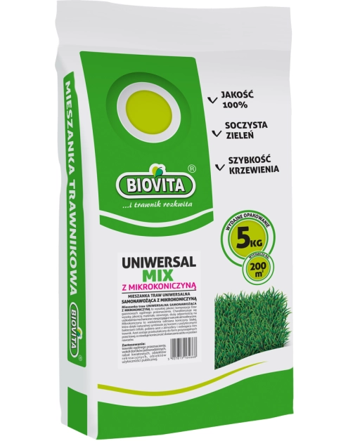 Zdjęcie: Mieszanka nasion traw uniwersalmix z mikrokoniczyną 5 kg BIOVITA