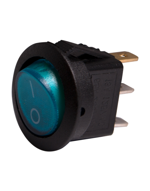 Zdjęcie: Przełącznik okrągły podświetlany 250V6,5A niebieski BMEP008 DPM SOLID