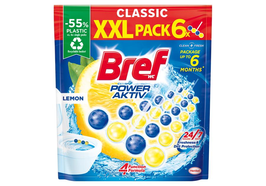 Zdjęcie: Zawieszka do muszli WC Power Aktiv Lemon 6x50 g BREF