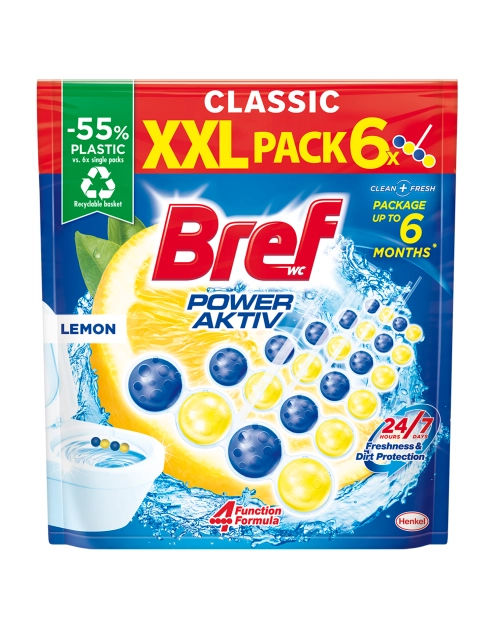Zdjęcie: Zawieszka do muszli WC Power Aktiv Lemon 6x50 g BREF