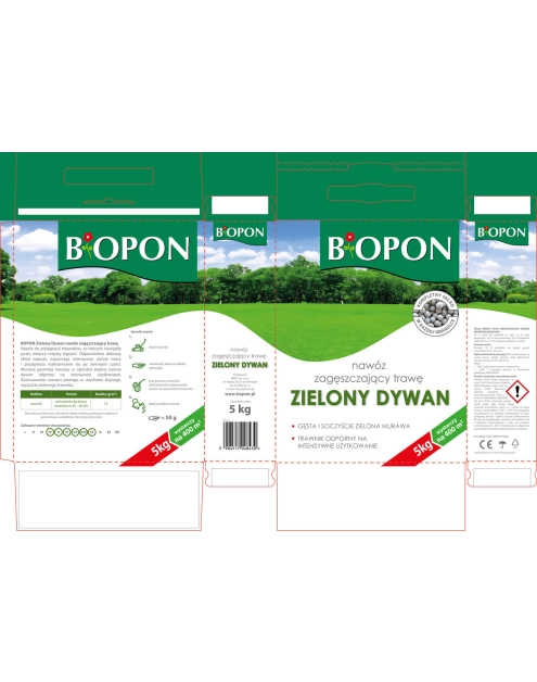 Zdjęcie: Nawóz zagęszczający trawę Zielony dywan 5 kg BOPON