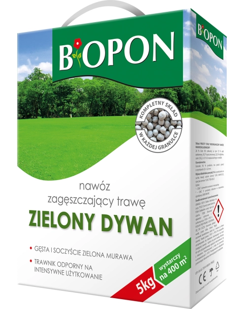 Zdjęcie: Nawóz zagęszczający trawę Zielony dywan 5 kg BOPON