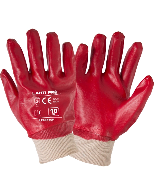 Zdjęcie: Rękawice PVC czerwone, 12 par, 9, CE, LAHTI PRO