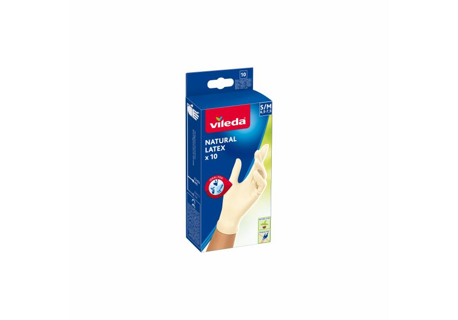 Zdjęcie: Rękawice lateksowe Vileda Natural Latex S/M 10 sztuk VILEDA