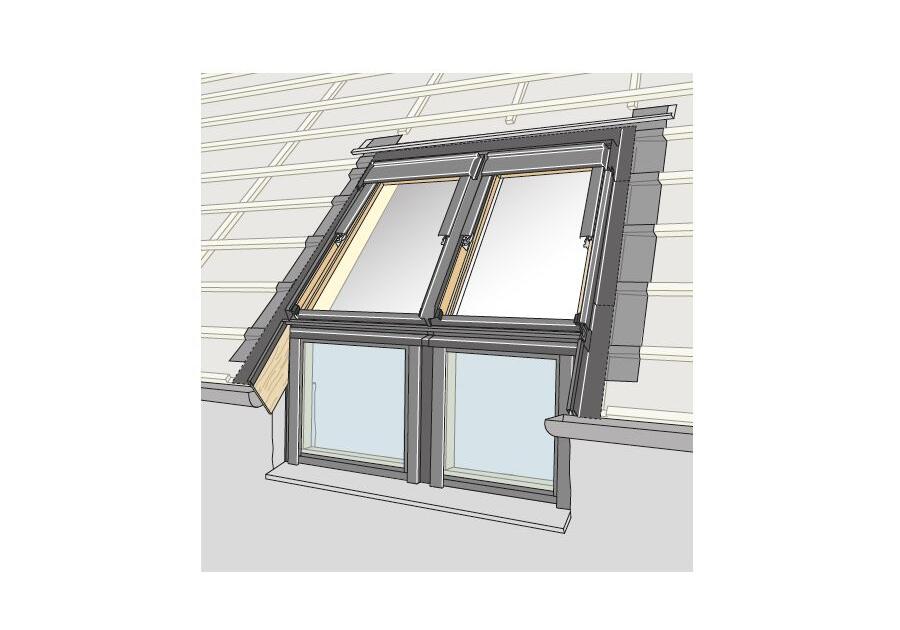 Zdjęcie: Kołnierz do okien kolankowych EFW 0022E profilowany dwa zestawy obok siebie, 78x118 cm VELUX