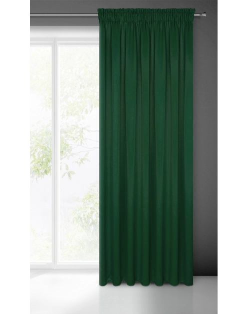 Zdjęcie: Zasłona gotowa Logan na taśmie 135x270 cm ciemnozielony EUROFIRANY