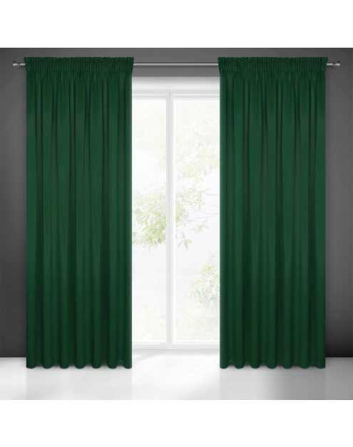 Zdjęcie: Zasłona gotowa Logan na taśmie 135x270 cm ciemnozielony EUROFIRANY