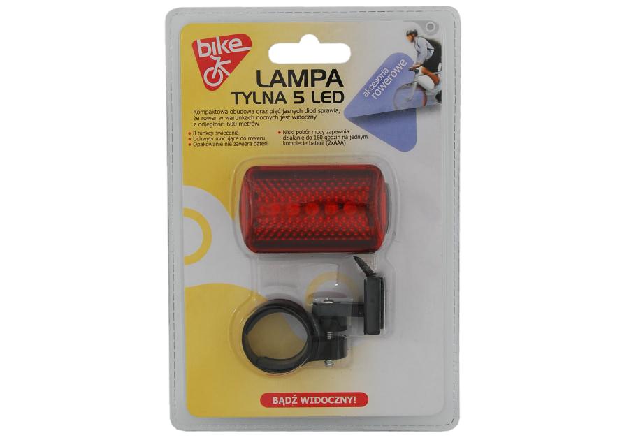 Zdjęcie: Lampa rowerowa tylna 5 LED BIKE OK
