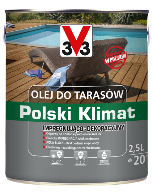 Zdjęcie: Olej do tarasów Polski Klimat 2,5 L Dąb V33