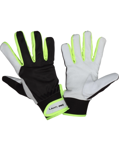 Zdjęcie: Rękawice ze skóry czarno-żółte,  8, CE, LAHTI PRO