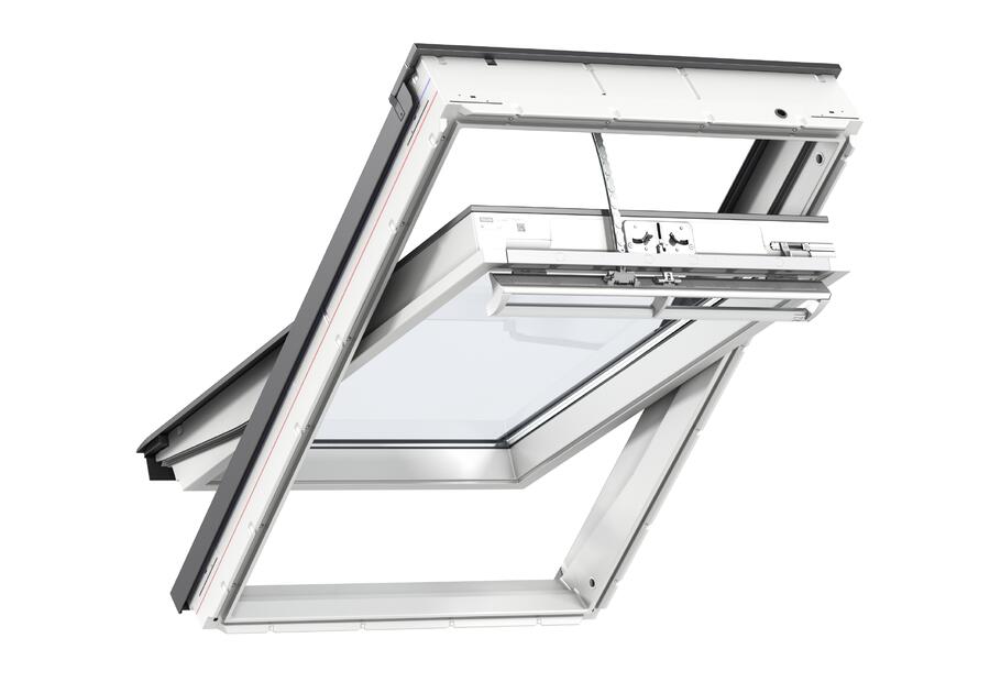 Zdjęcie: Okno elektryczne GGU 006821A drewniano-poliuretanowe otwierane u góry, 94x140 cm VELUX