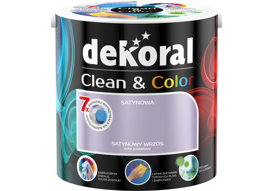 Zdjęcie: Farba do wnętrz Clean&Color 2,5 L satynowy wrzos DEKORAL