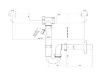 Zdjęcie: Syfon zlewozmywakowy rurowy podwójny bez spustu z wyjściem na pralkę/zmywarkę TYCNER