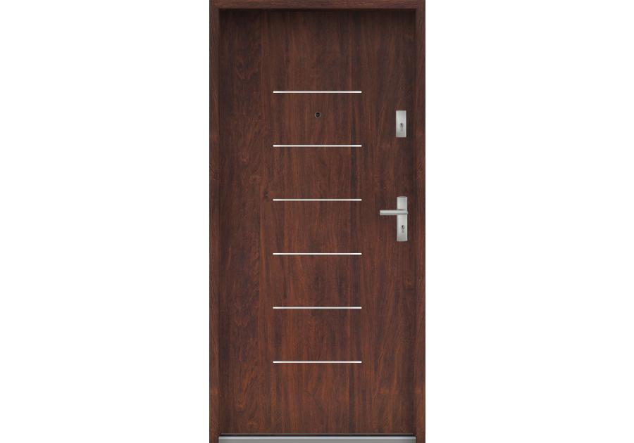 Zdjęcie: Drzwi wejściowe do mieszkań Bastion A-39 Kasztan 80 cm lewe ODP KR CENTER
