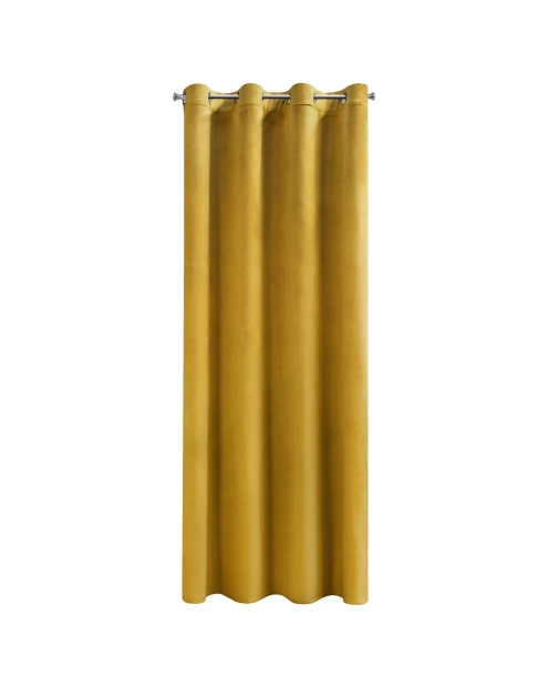 Zdjęcie: Zasłona z welwetu 135x250 cm na przelotkach musztardowa EUROFIRANY