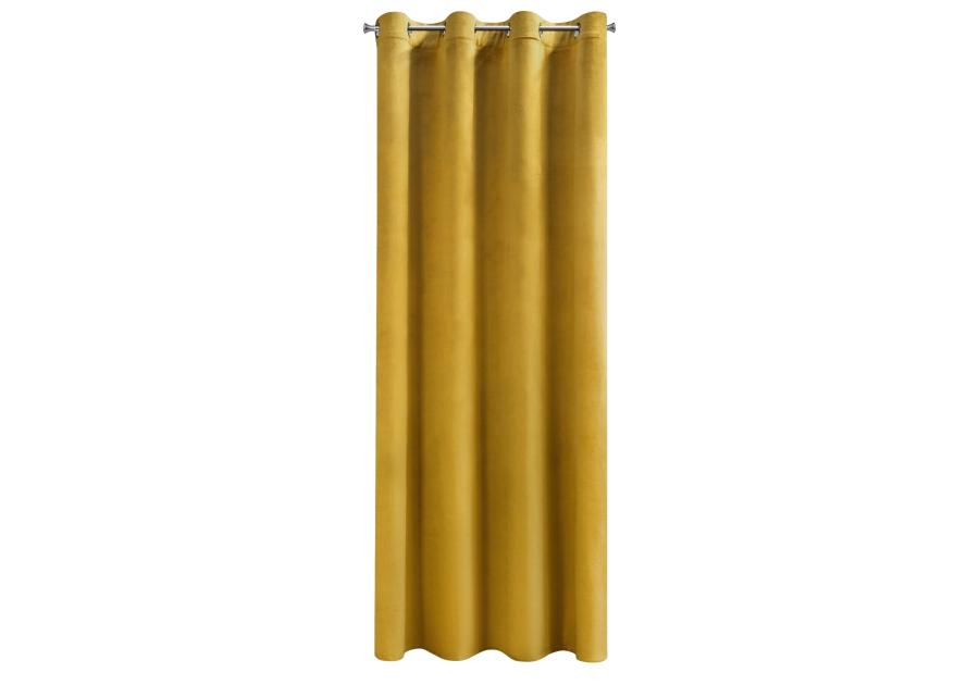 Zdjęcie: Zasłona z welwetu 135x250 cm na przelotkach musztardowa EUROFIRANY