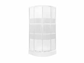 Kabina półokrągła 80x80, szkło transparentne, polski brodzik o wysokości 16 cm w komplecie LIVENO
