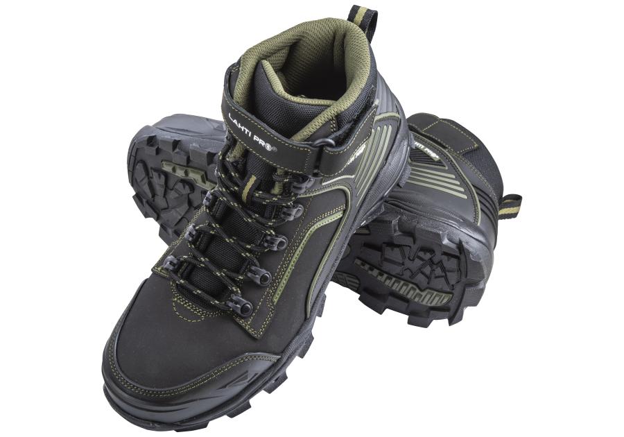 Zdjęcie: Trzewiki z ocieplaną wkładką, nubuk, czarno-zielone, s3 src,45, CE, LAHTI PRO