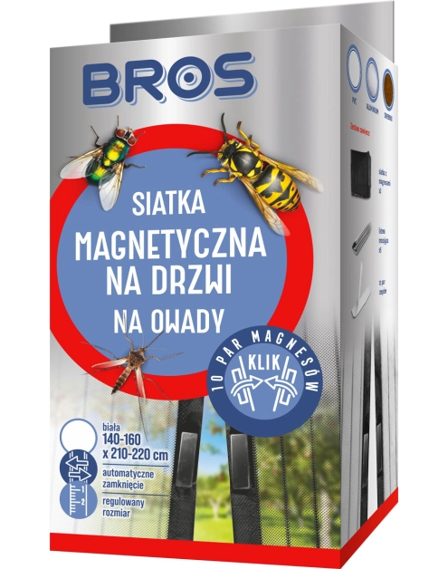 Zdjęcie: Siatka na drzwi magnetyczna 160x220 biała BROS