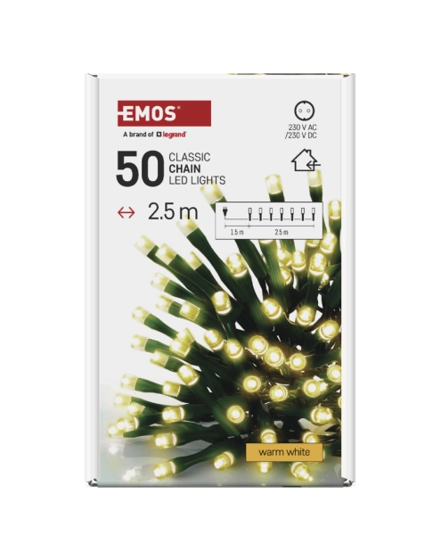 Zdjęcie: Lampki choinkowe 50 LED 2,5 m IP20 WW EMOS