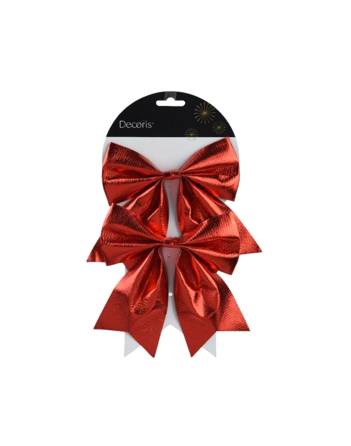 Zdjęcie: Kokardy poliestrowe 15x17x1 cm - 2 szt. czerwone KAEMINGK