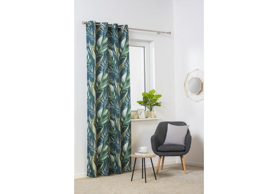 Zdjęcie: Zasłona z kółkami Fiji 140x260 cm morska UNIGLOB