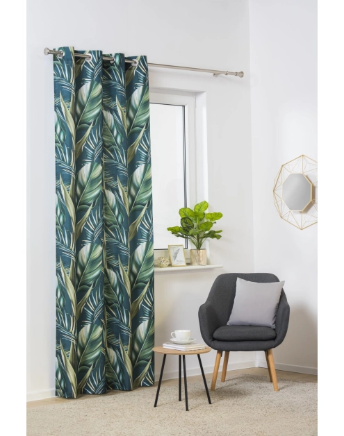 Zdjęcie: Zasłona z kółkami Fiji 140x260 cm morska UNIGLOB