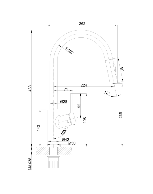 Zdjęcie: Bateria zlewozmywakowa z 2-funkcyjną, wyciąganą wylewką w kształcie litery U, Farsala chrom INVENA