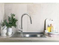 Zdjęcie: Bateria zlewozmywakowa z 2-funkcyjną, wyciąganą wylewką w kształcie litery U, Farsala chrom INVENA