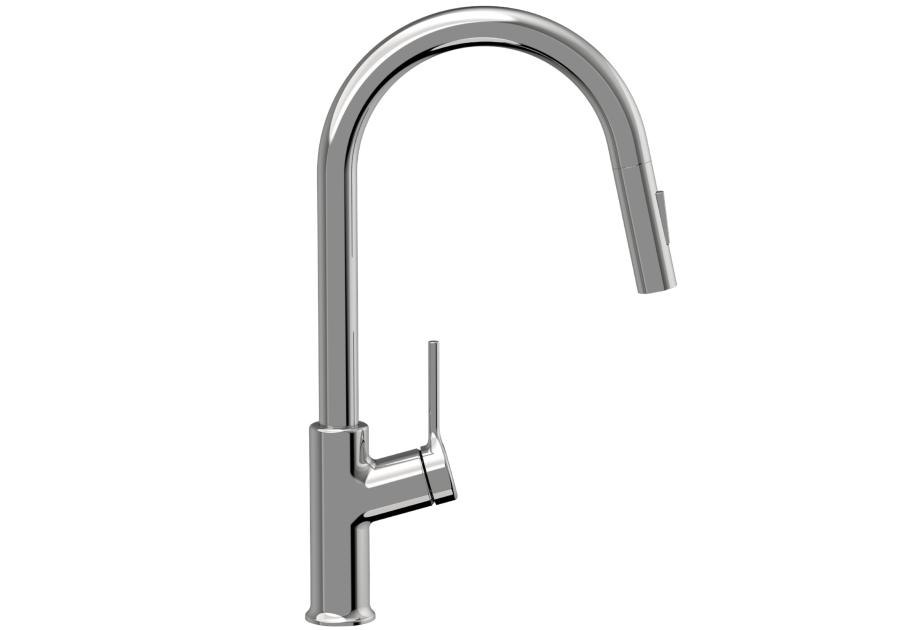 Zdjęcie: Bateria zlewozmywakowa z 2-funkcyjną, wyciąganą wylewką w kształcie litery U, Farsala chrom INVENA