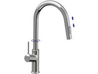 Zdjęcie: Bateria zlewozmywakowa z 2-funkcyjną, wyciąganą wylewką w kształcie litery U, Farsala chrom INVENA