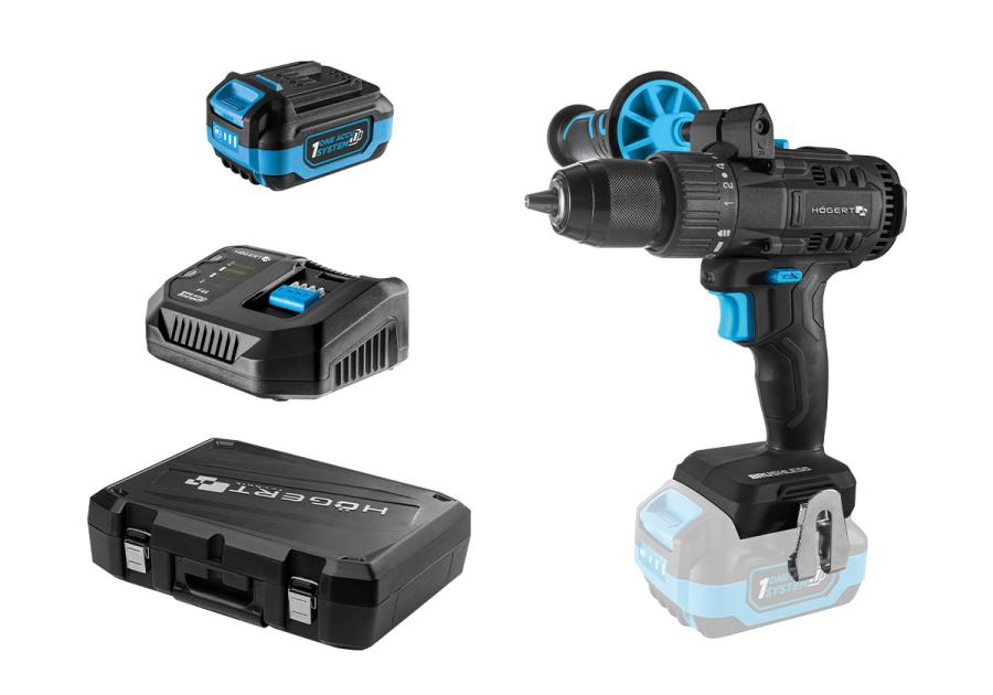 Zdjęcie: Wiertarko-wkrętarka bezszczotkowa 80 Nm zestaw HOGERT TECHNIK