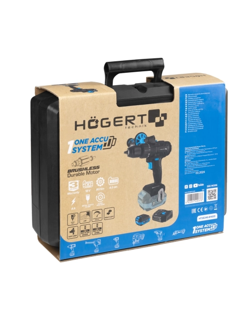 Zdjęcie: Wiertarko-wkrętarka bezszczotkowa 80 Nm zestaw HOGERT TECHNIK