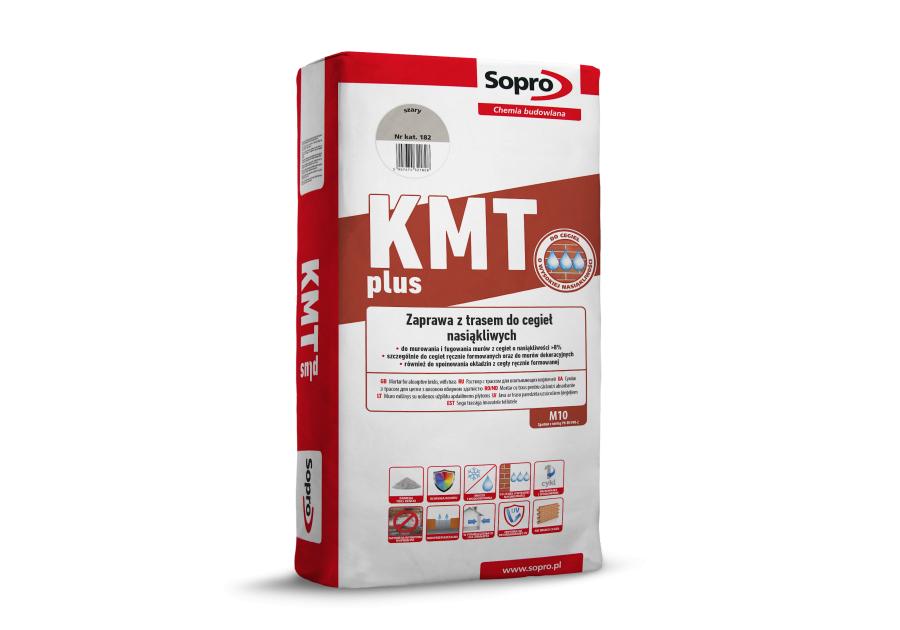 Zdjęcie: Zaprawa z trasem do cegieł nasiąkliwych KMT plus 182 szary 25 kg SOPRO