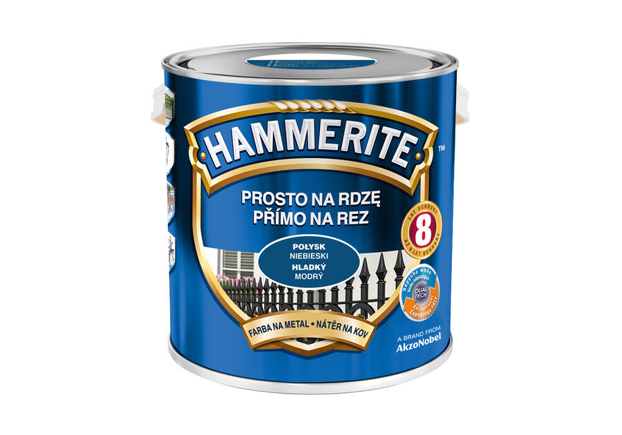 Zdjęcie: Farba do metalu 2,5 L niebieski połysk HAMMERITE